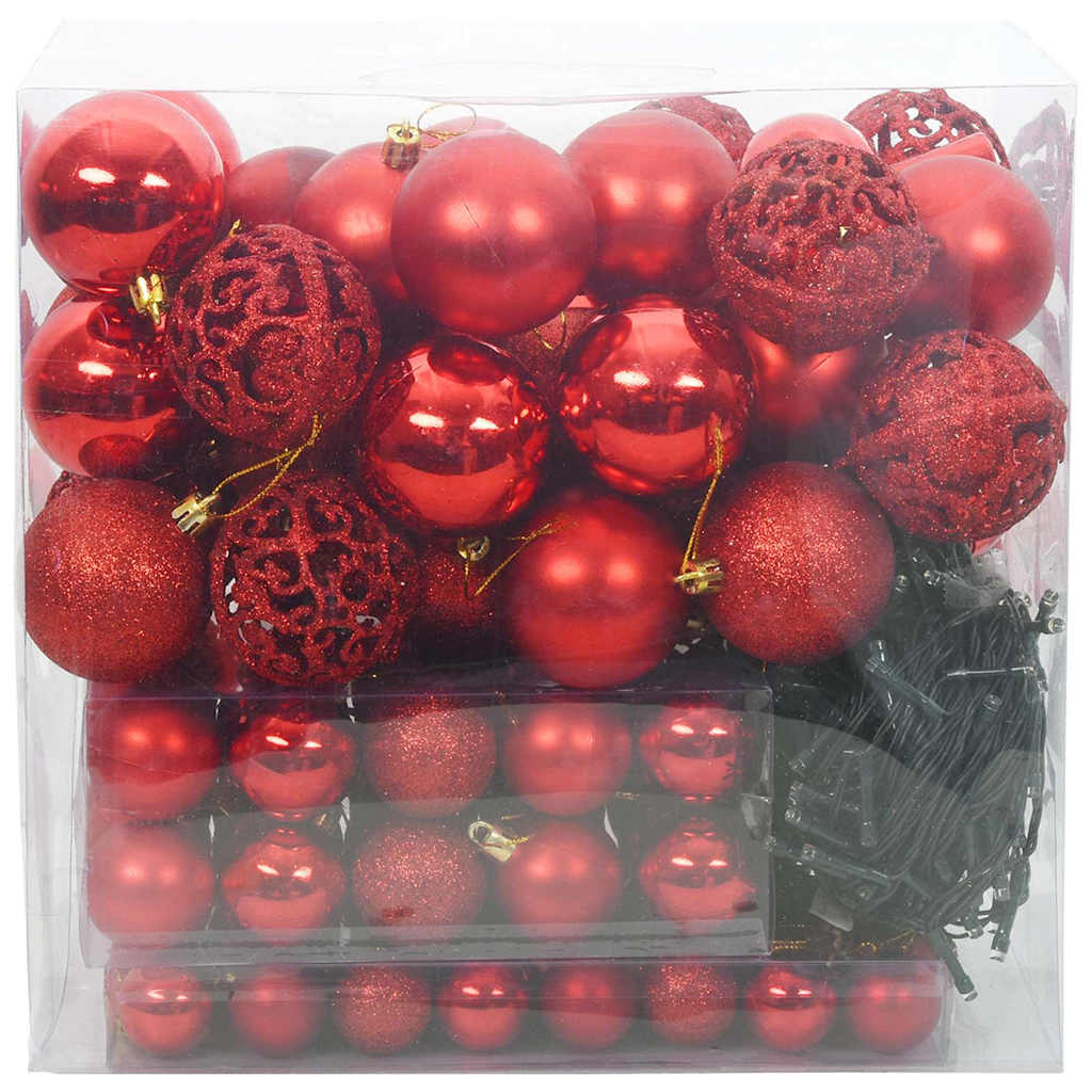 Christmas Bauble Set 120 pcs Red Ø 2.36 in Plastic 300 LEDs