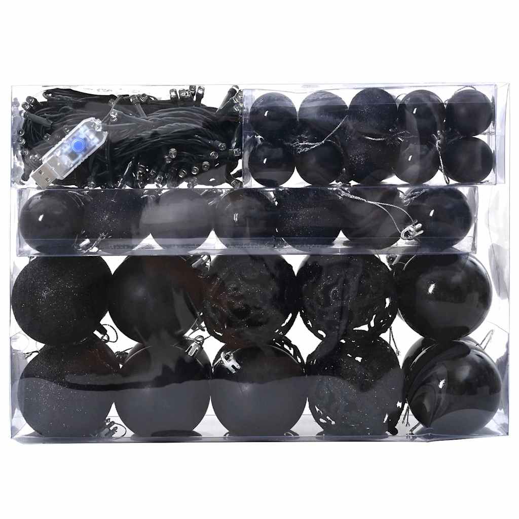 Christmas Bauble Set 61 pcs 150 LEDs Warm White Ø 6 cm