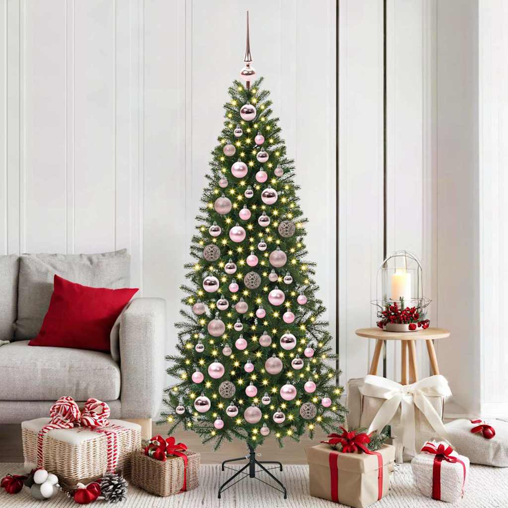 Christmas Bauble Set with 300 LEDs 120 pcs Pink Plastic