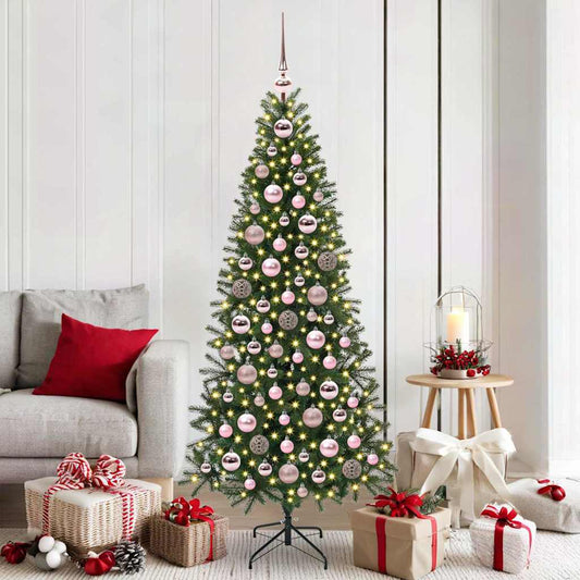 Christmas Bauble Set with 300 LEDs 120 pcs Pink Plastic
