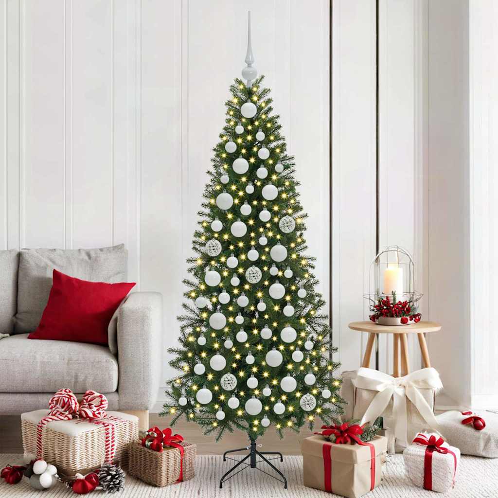 Christmas Bauble Set with 300 LEDs 120 pcs White Plastic
