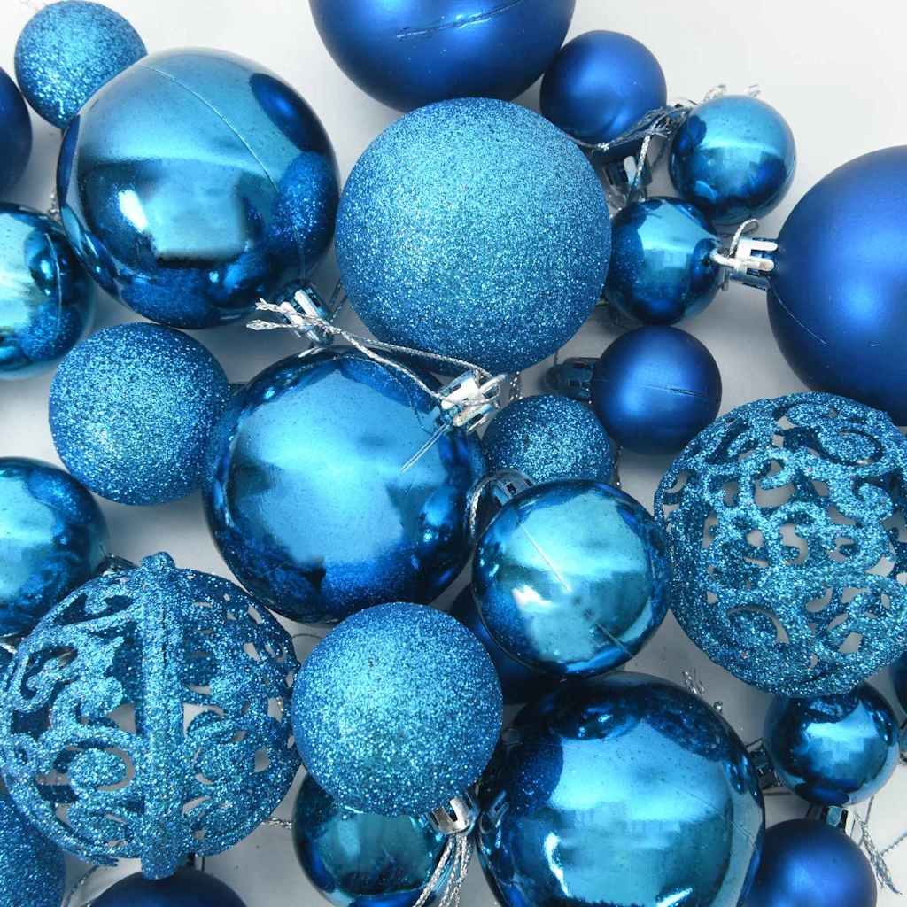Christmas Bauble Set with 300 LEDs 120 pcs Blue Plastic