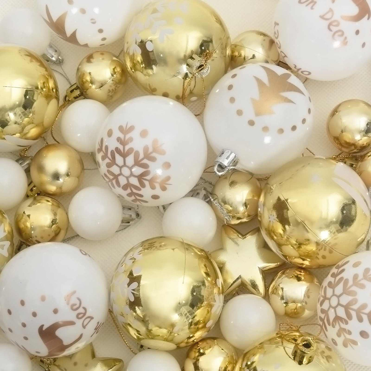 Christmas Bauble Set 40 pcs White and Gold Ø 6 cm Plastic