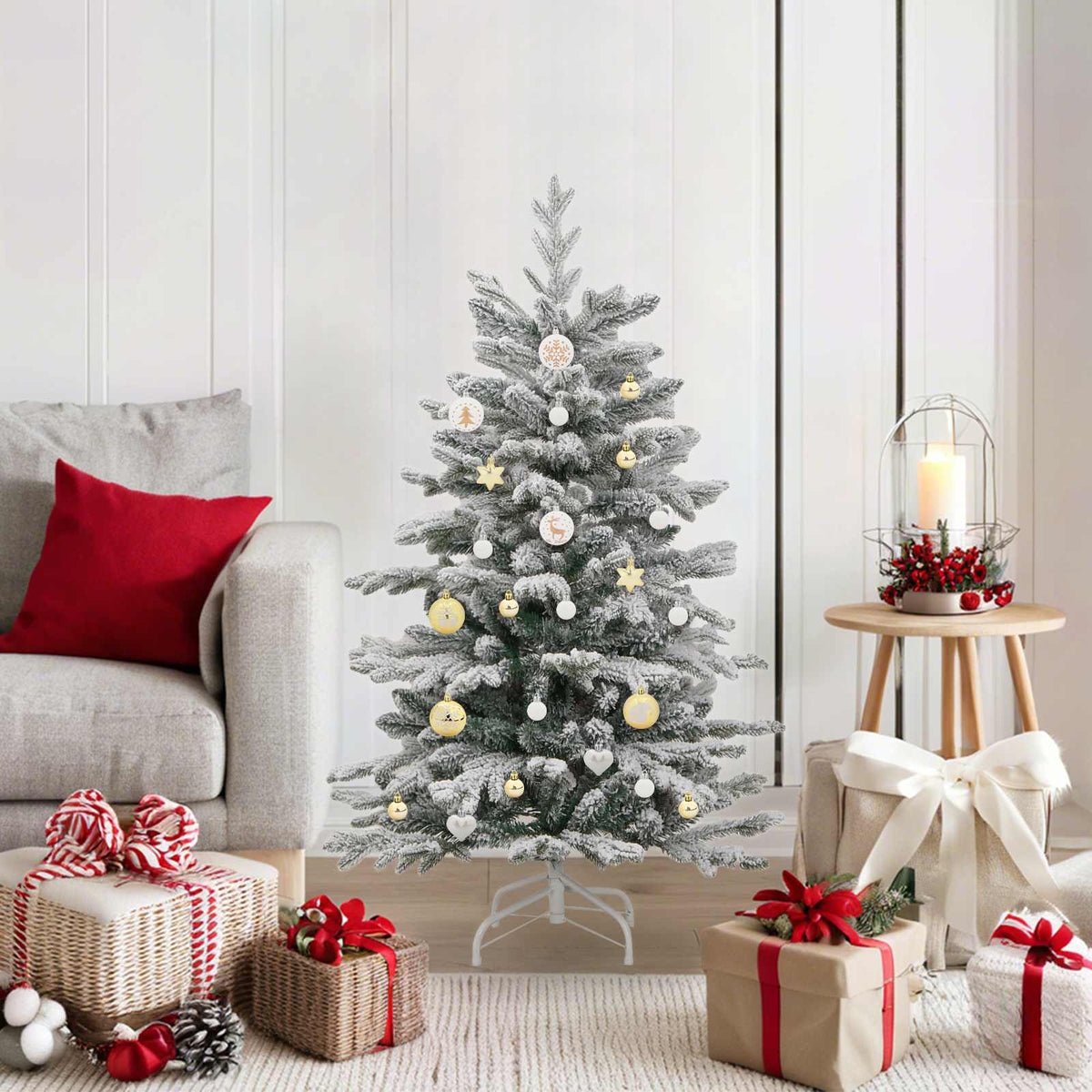 Christmas Bauble Set 40 pcs White and Gold Ø 6 cm Plastic
