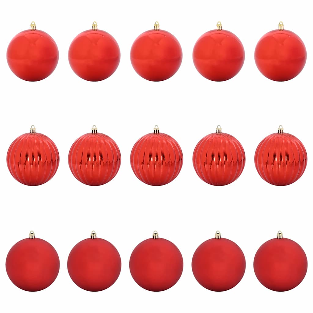 Christmas Bauble Set XL 15 pcs Red Plastic
