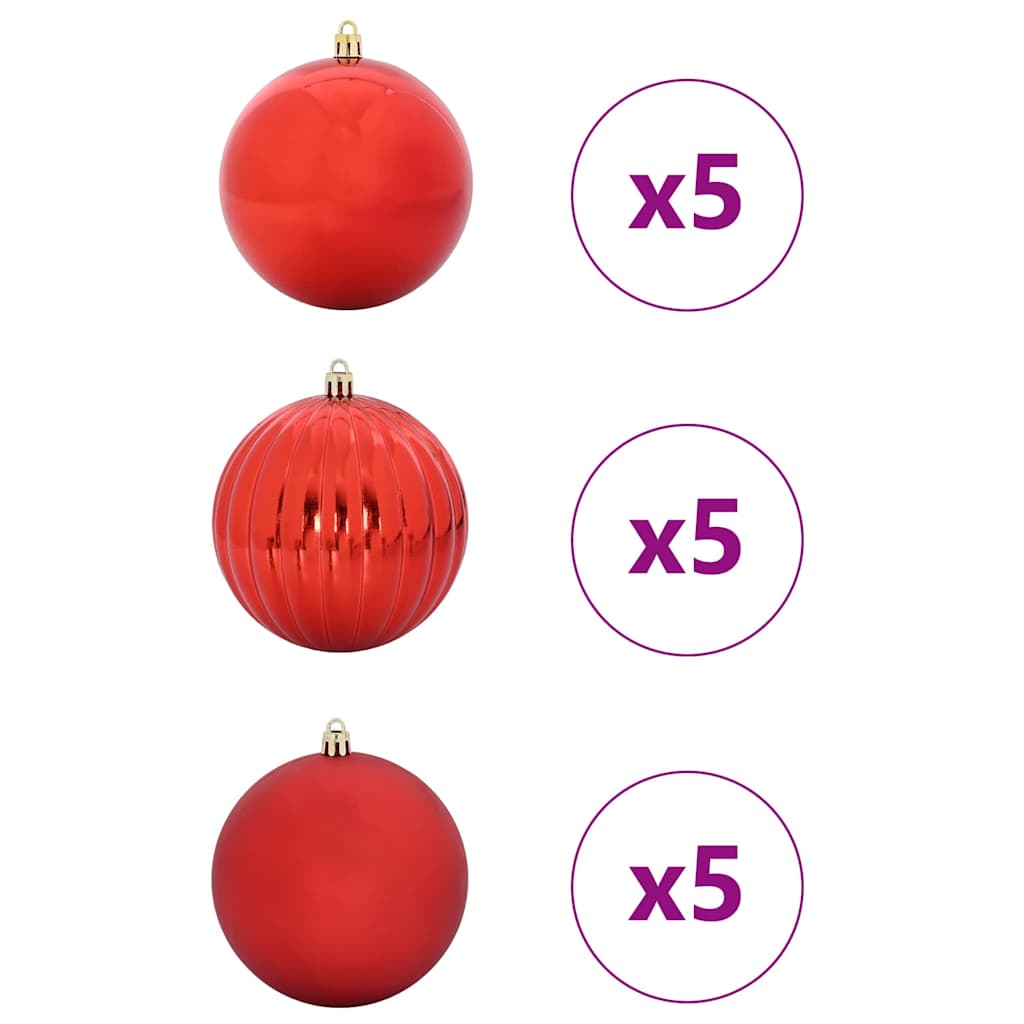 Christmas Bauble Set XL 15 pcs Red Plastic
