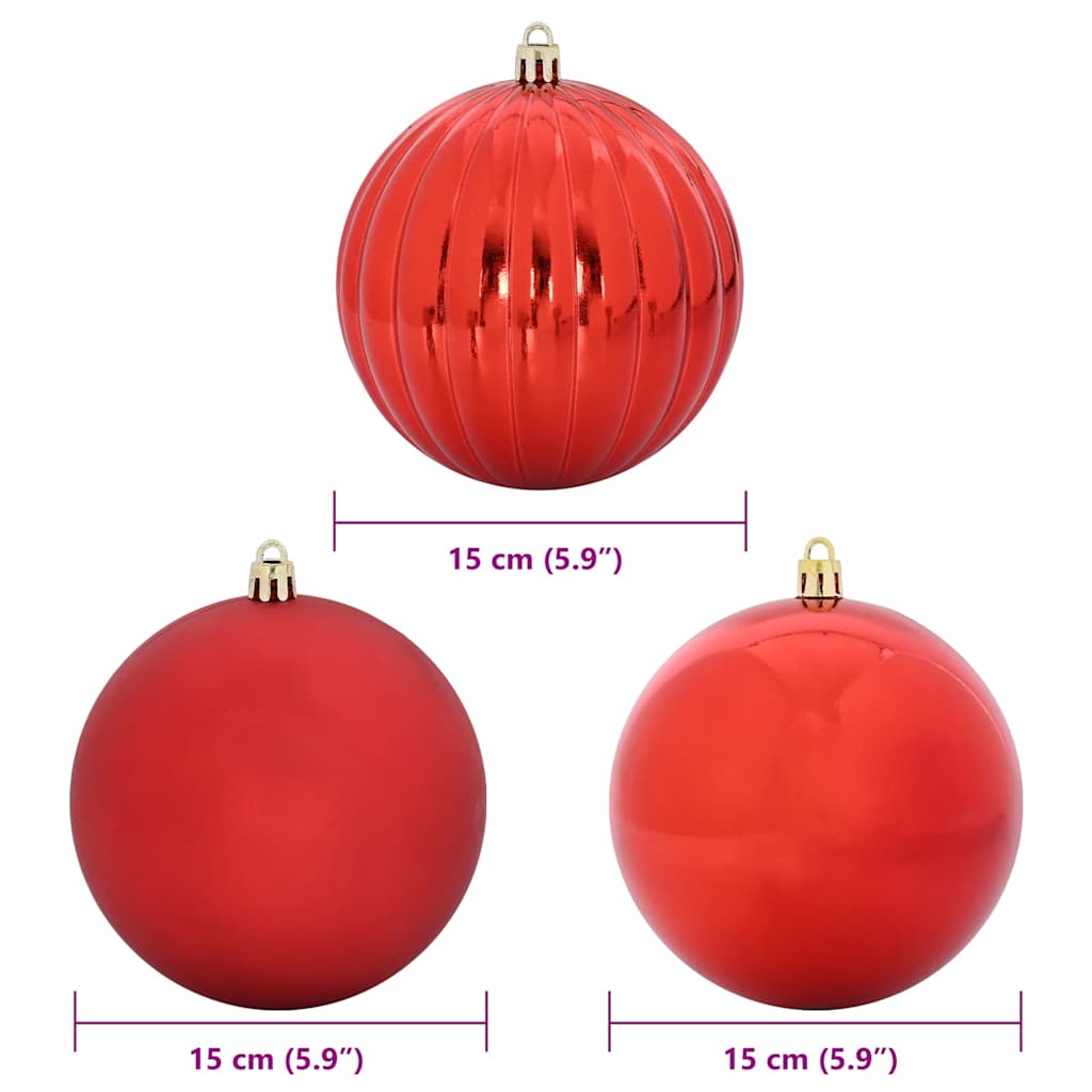 Christmas Bauble Set XL 9 pcs Red Plastic