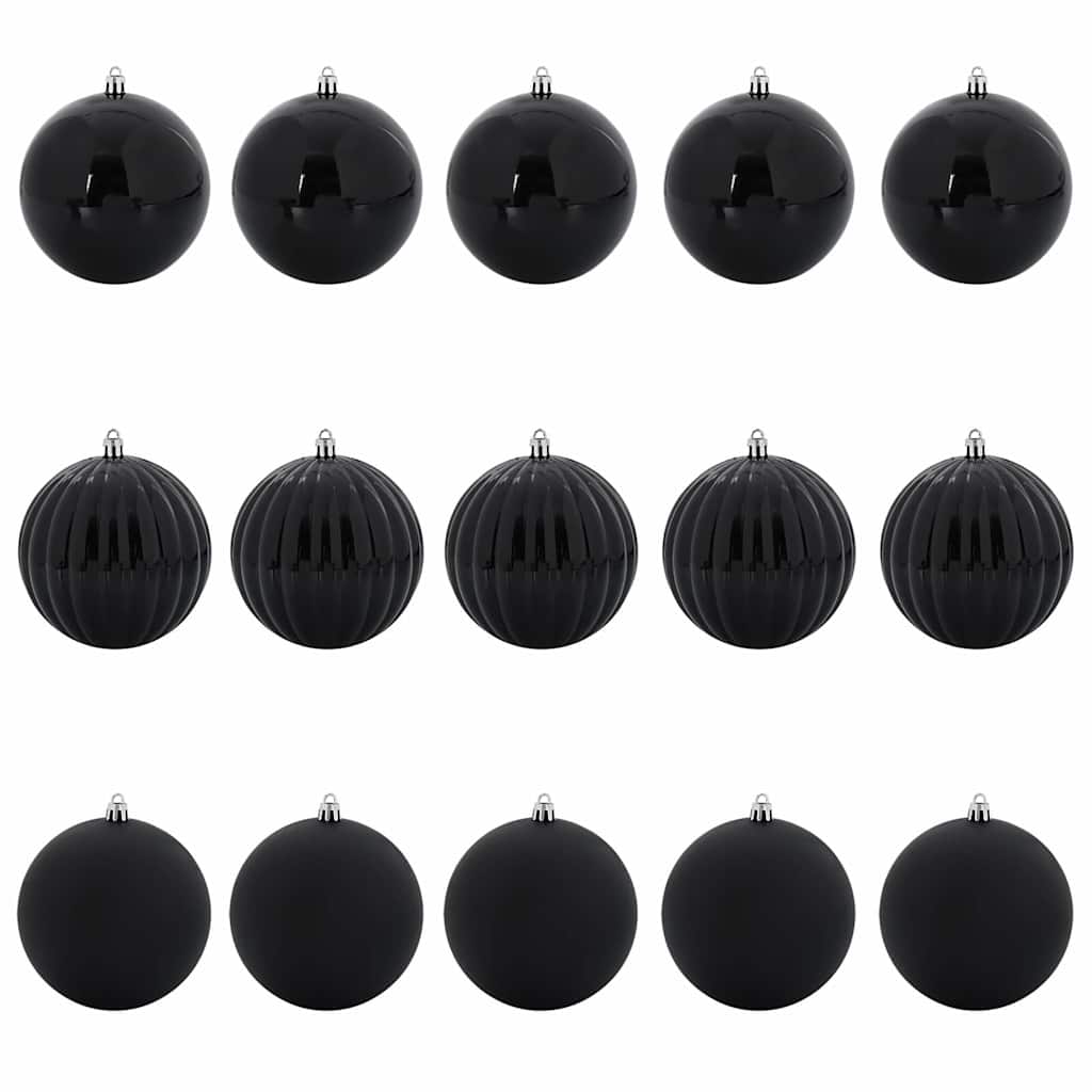Christmas Bauble Set XL 15 pcs Black Plastic