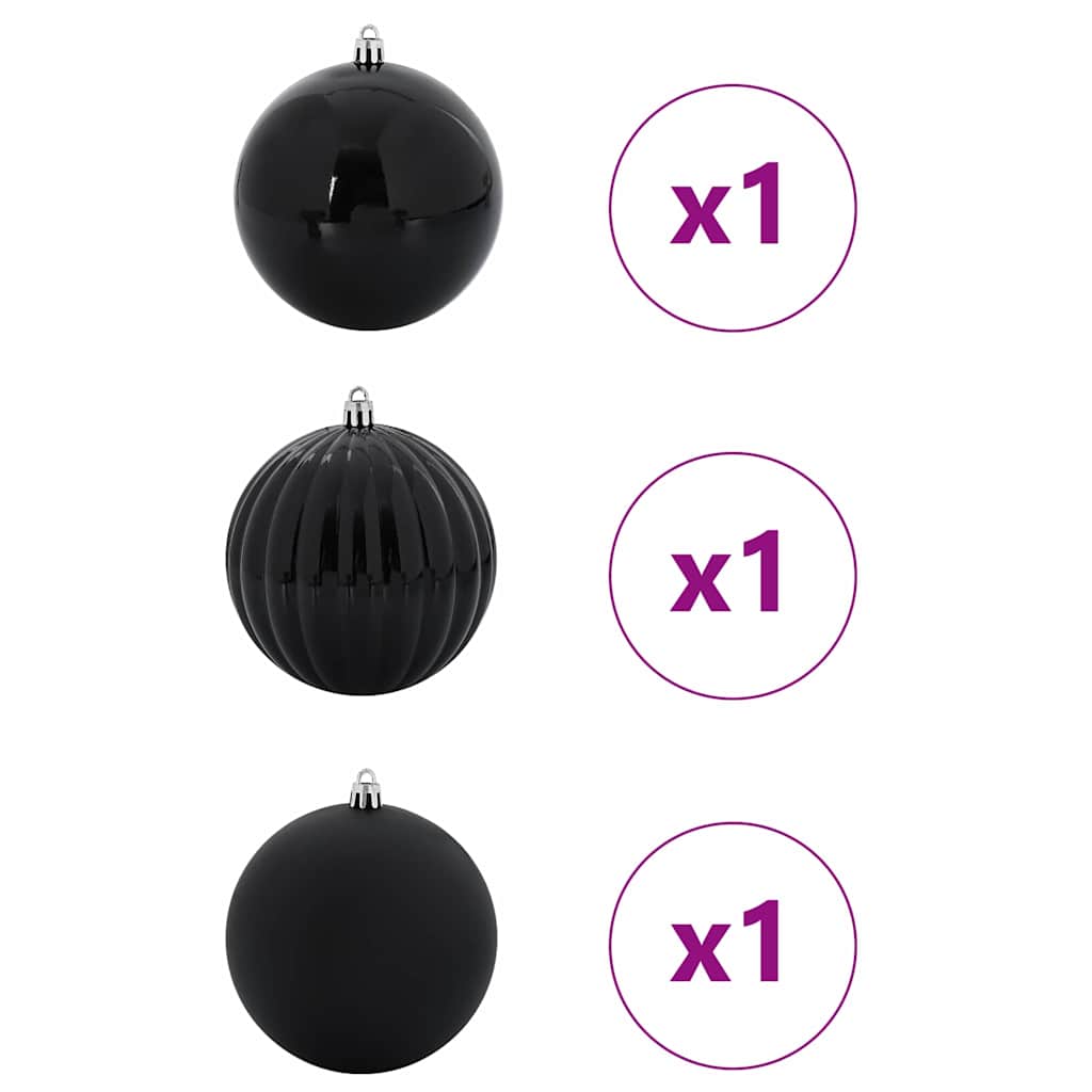 Christmas Bauble Set XXL 3 pcs Black Plastic