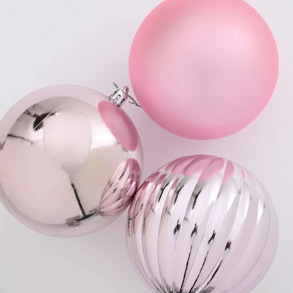 Christmas Bauble Set XL 15 pcs Pink Plastic