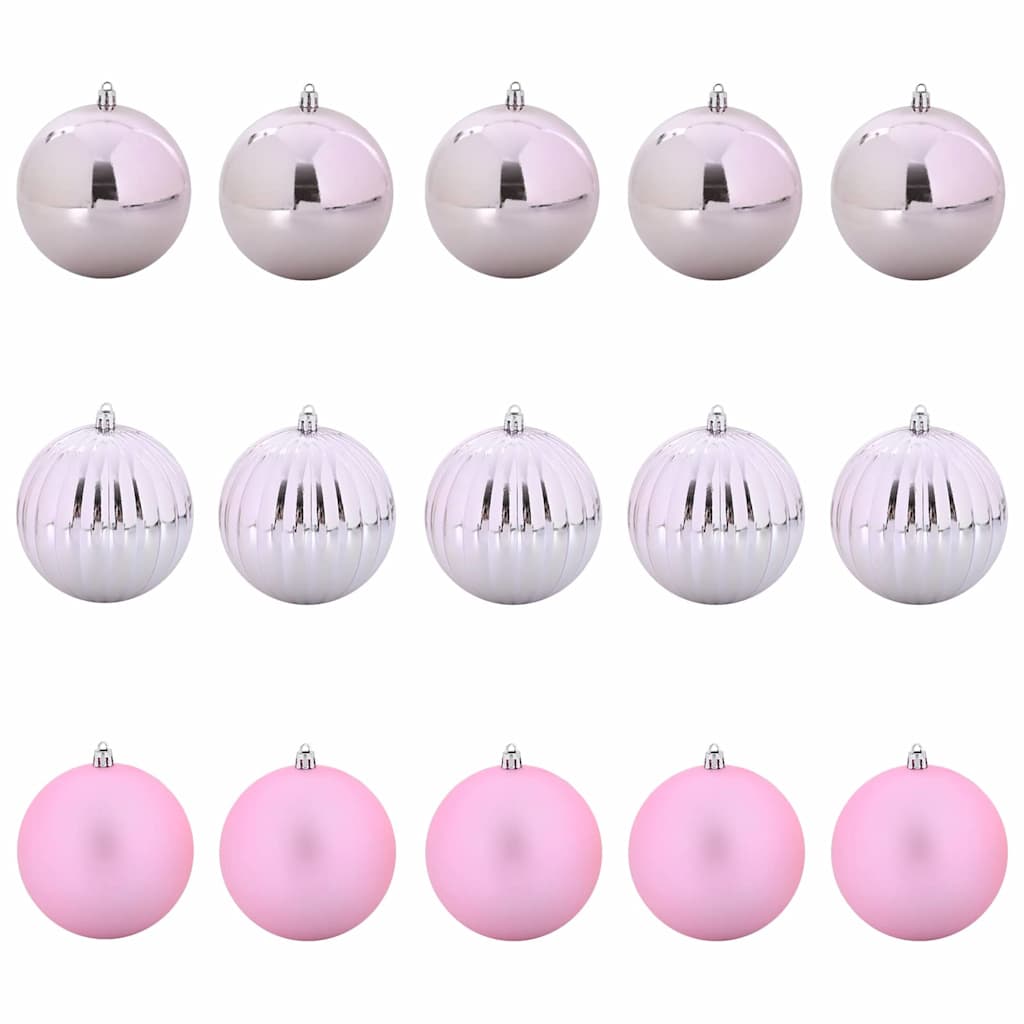 Christmas Bauble Set XL 15 pcs Pink Plastic