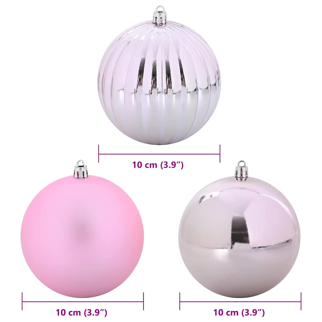 Christmas Bauble Set XL 15 pcs Pink Plastic