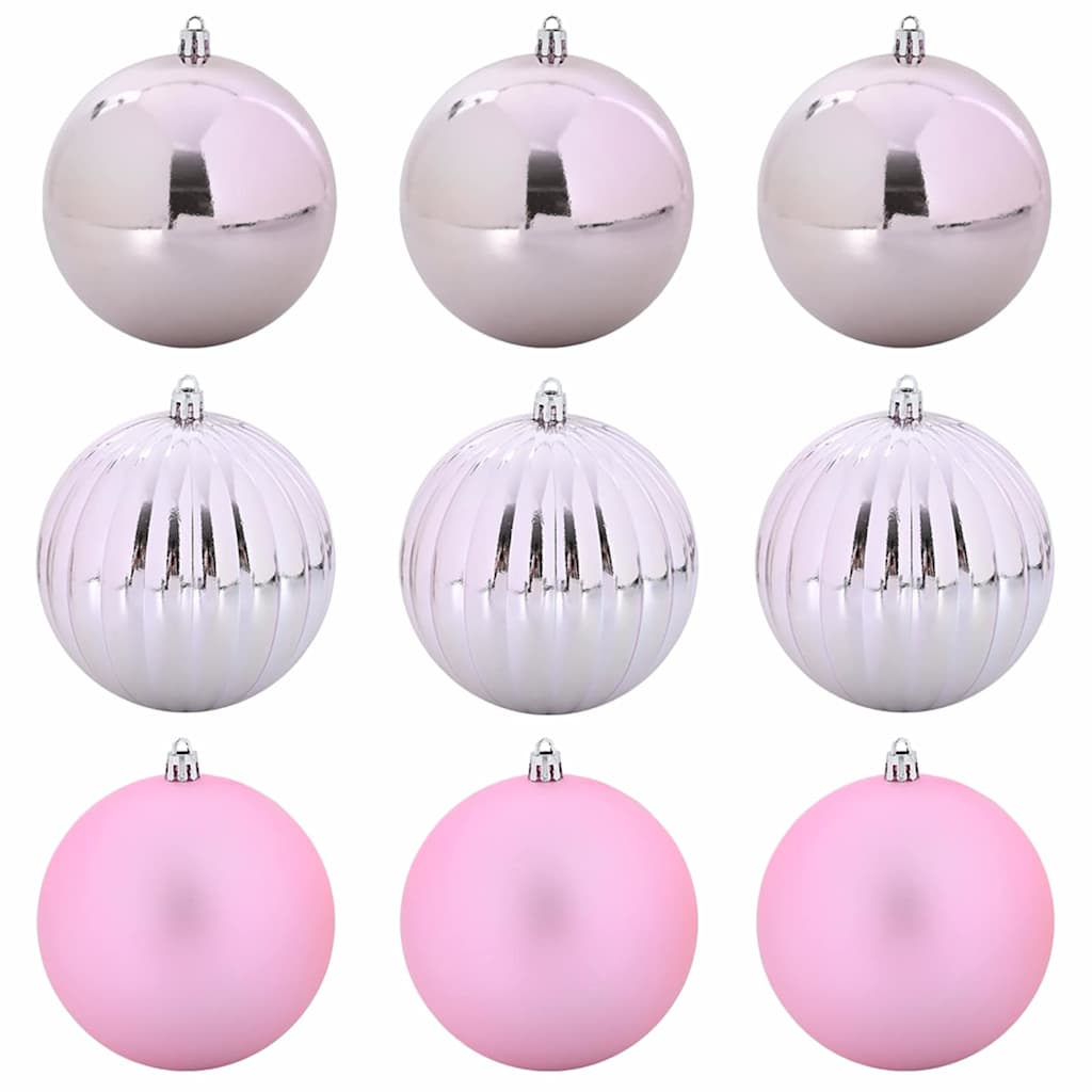 Christmas Bauble Set XL 9 pcs Pink Plastic
