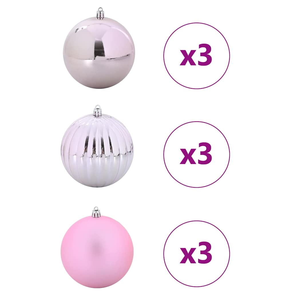 Christmas Bauble Set XL 9 pcs Pink Plastic