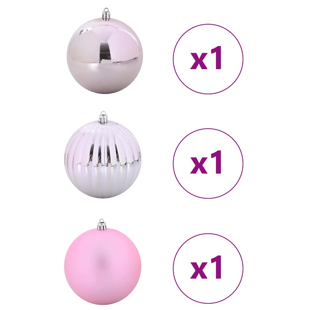 Christmas Bauble Set XXL 3 pcs Pink Plastic