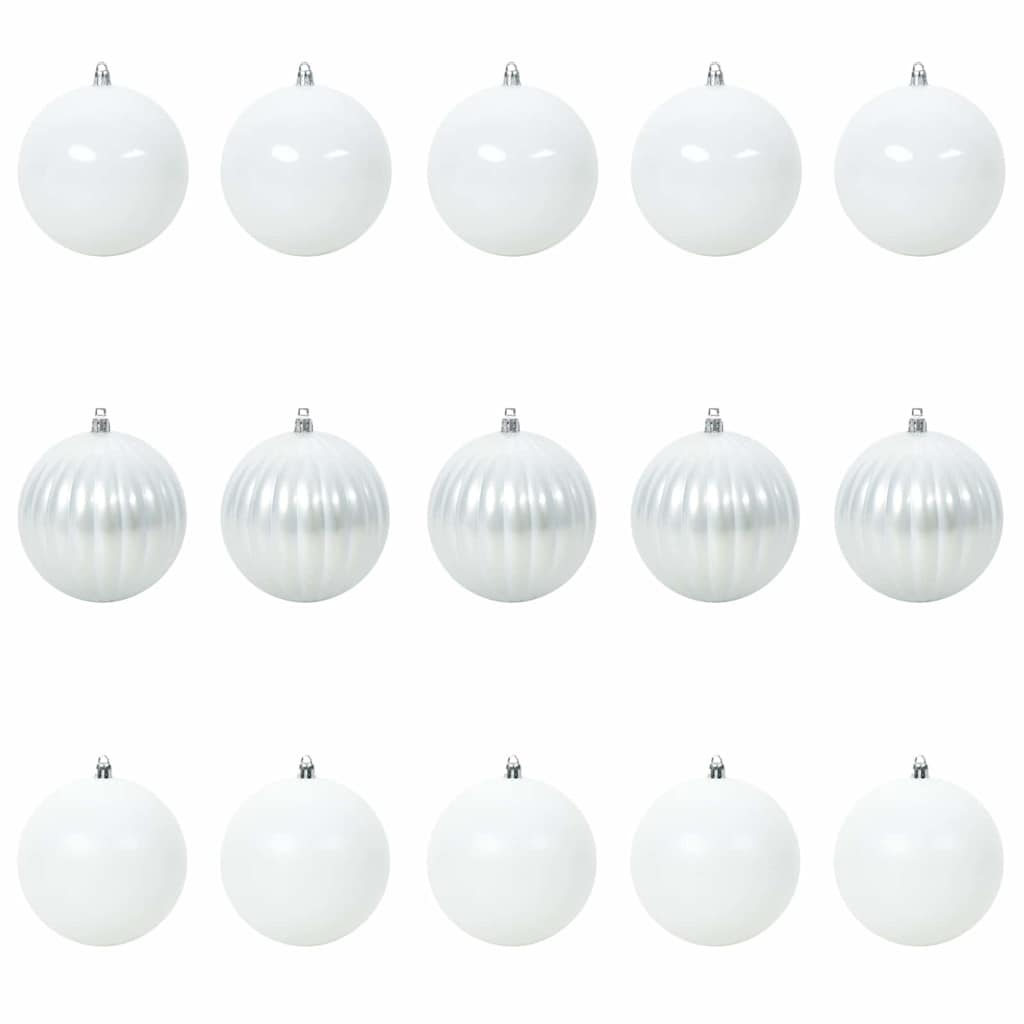 Christmas Bauble Set XL 15 pcs White Plastic