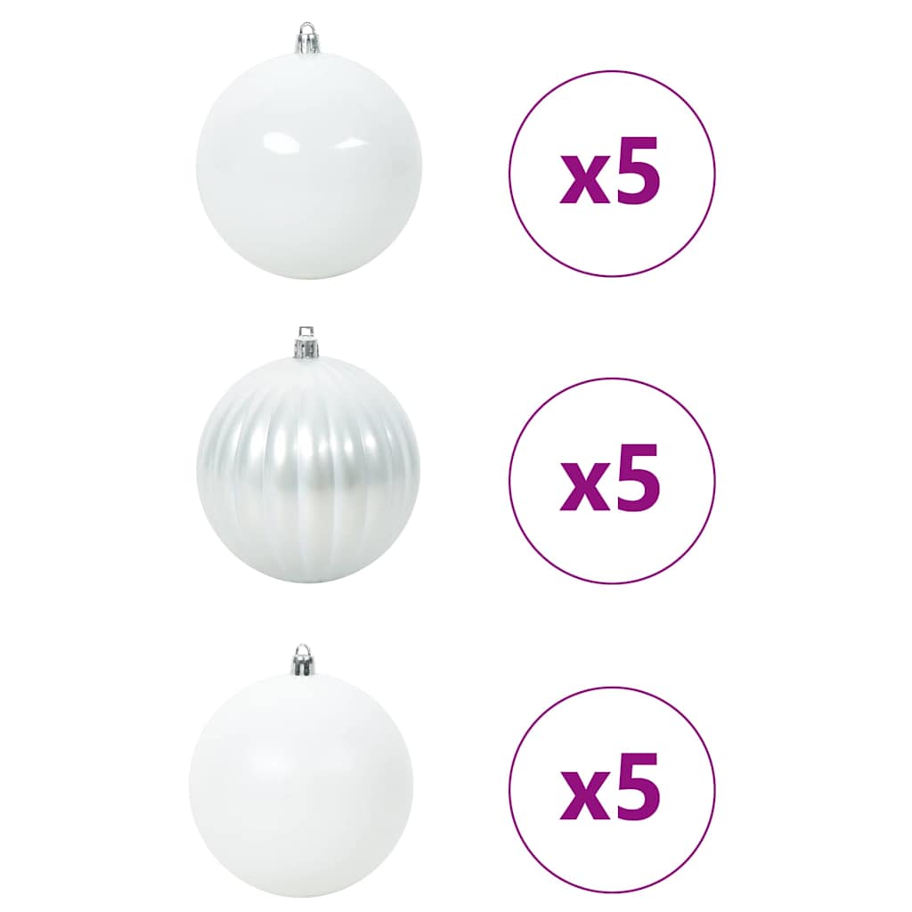 Christmas Bauble Set XL 15 pcs White Plastic