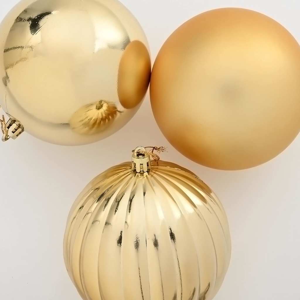 Christmas Bauble Set XXL 3 pcs Gold Plastic