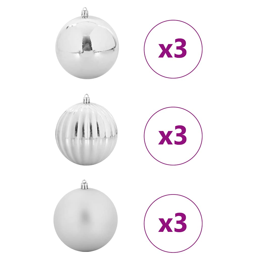 Christmas Bauble Set XL 9 pcs Silver Plastic