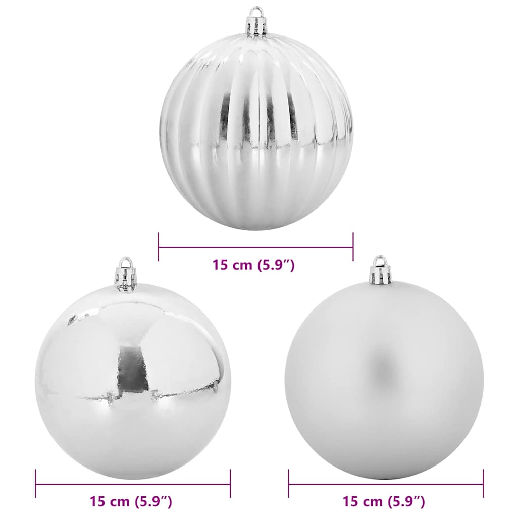 Christmas Bauble Set XL 9 pcs Silver Plastic