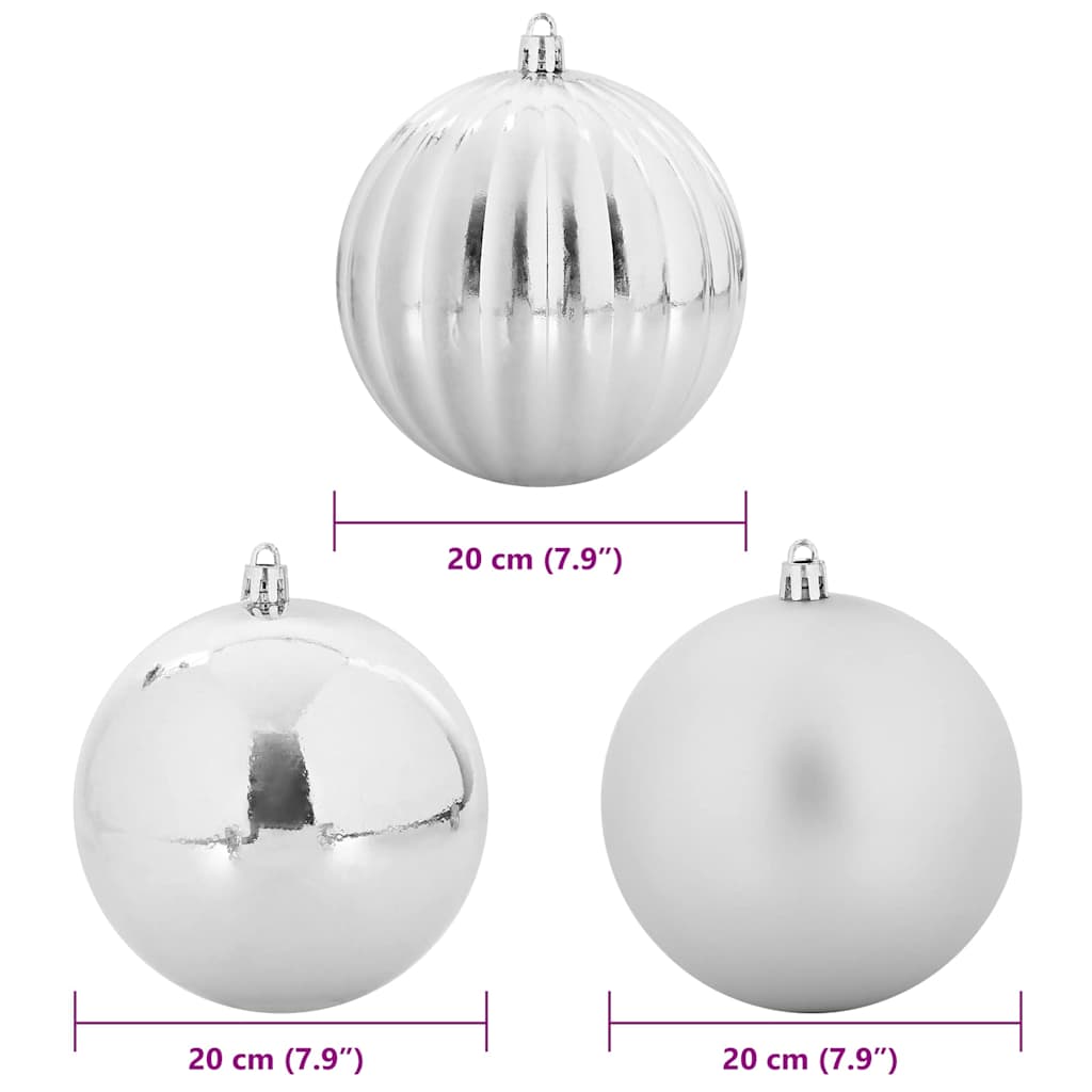 Christmas Bauble Set XXL 4 pcs Silver Plastic