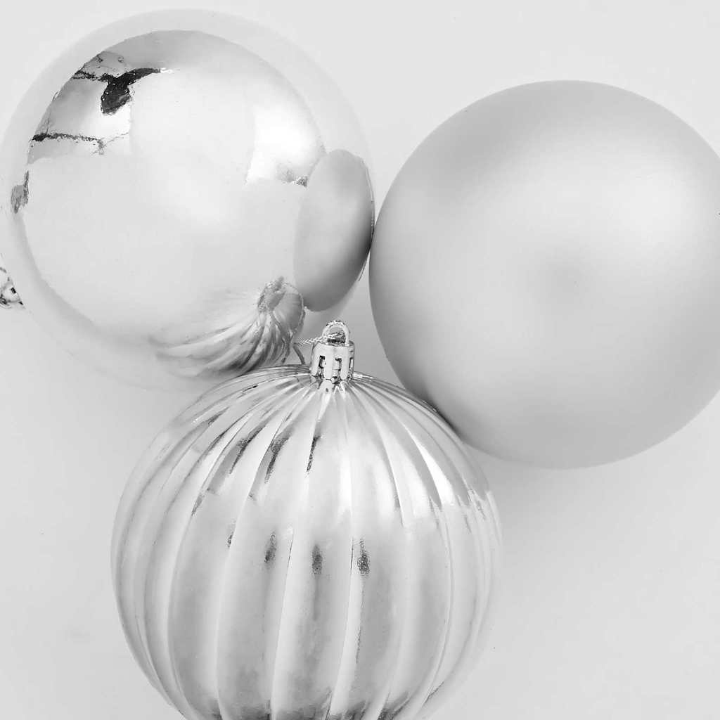 Christmas Bauble Set XXL 3 pcs Silver Plastic