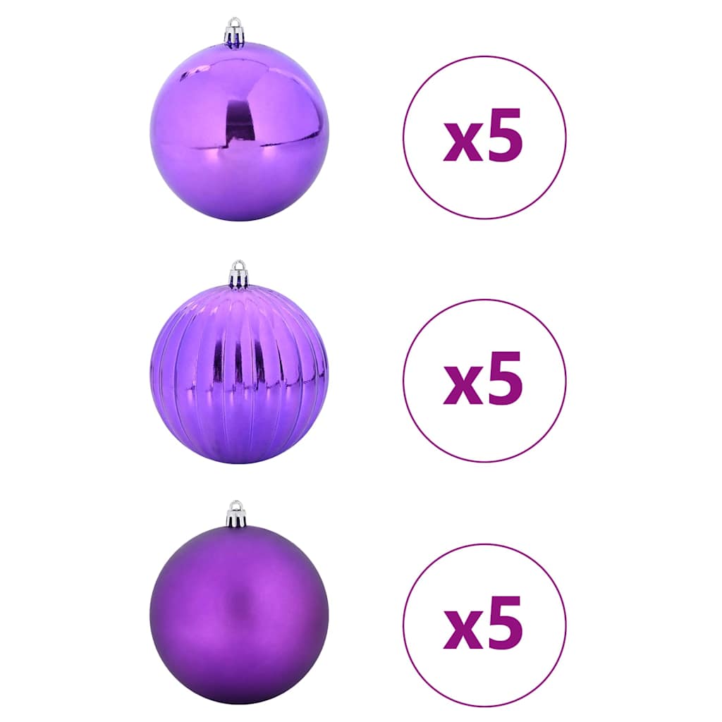 Christmas Bauble Set XL 15 pcs Lilac Plastic