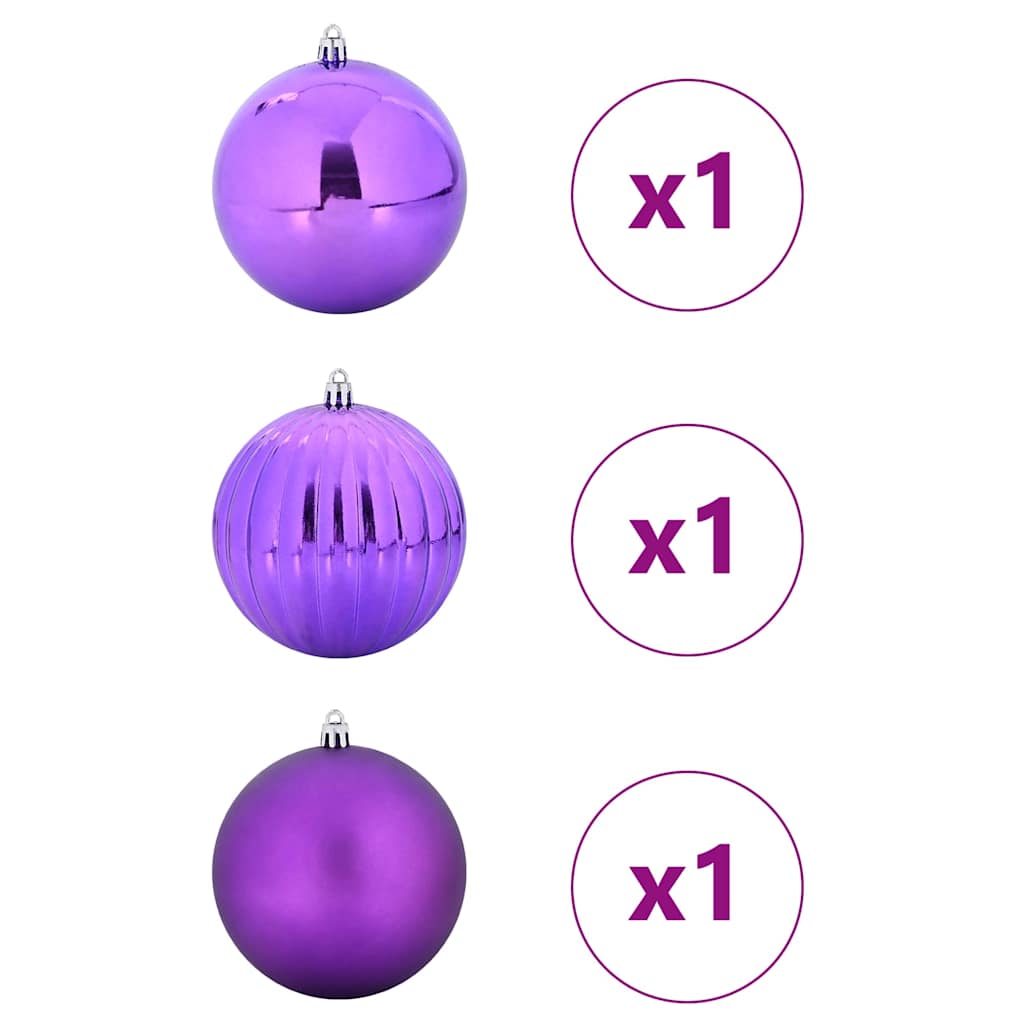 Christmas Bauble Set XXL 3 pcs Lilac Plastic
