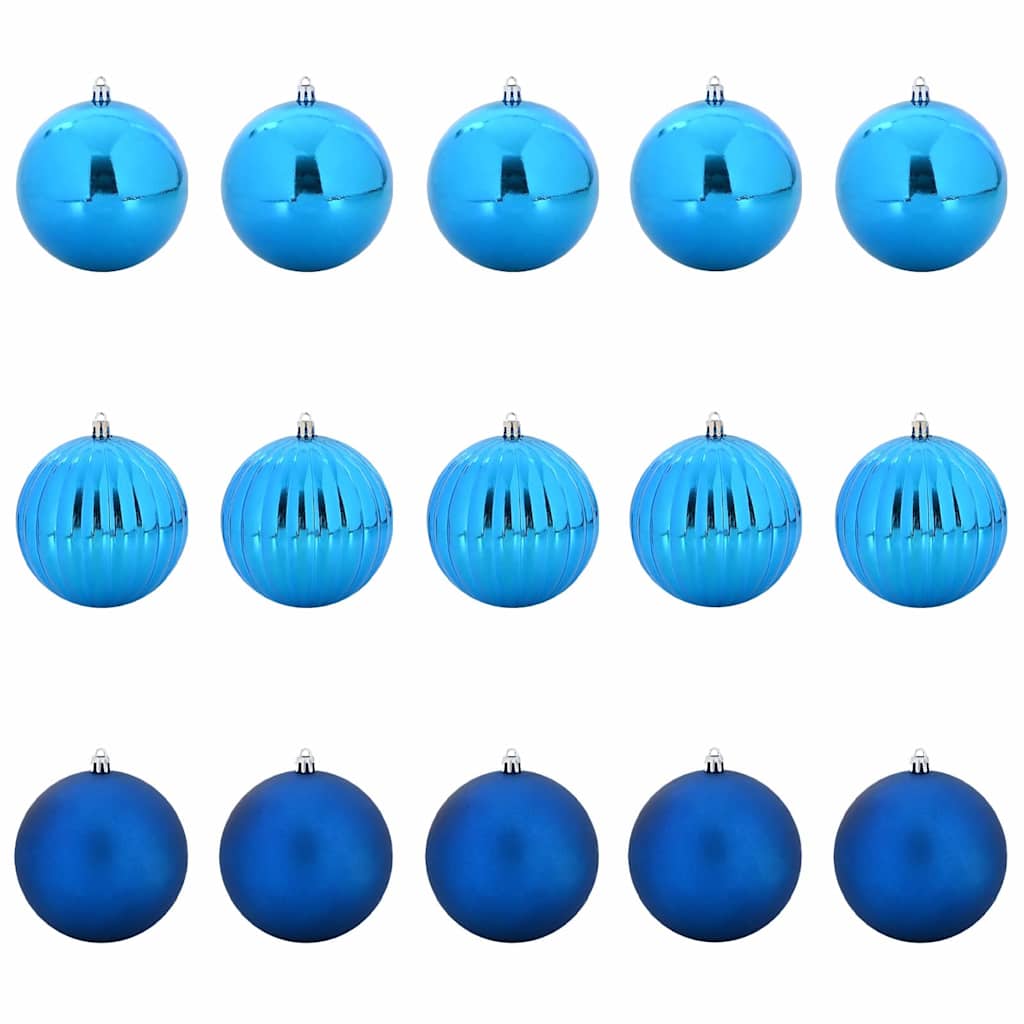 Christmas Bauble Set XL 15 pcs Blue Plastic
