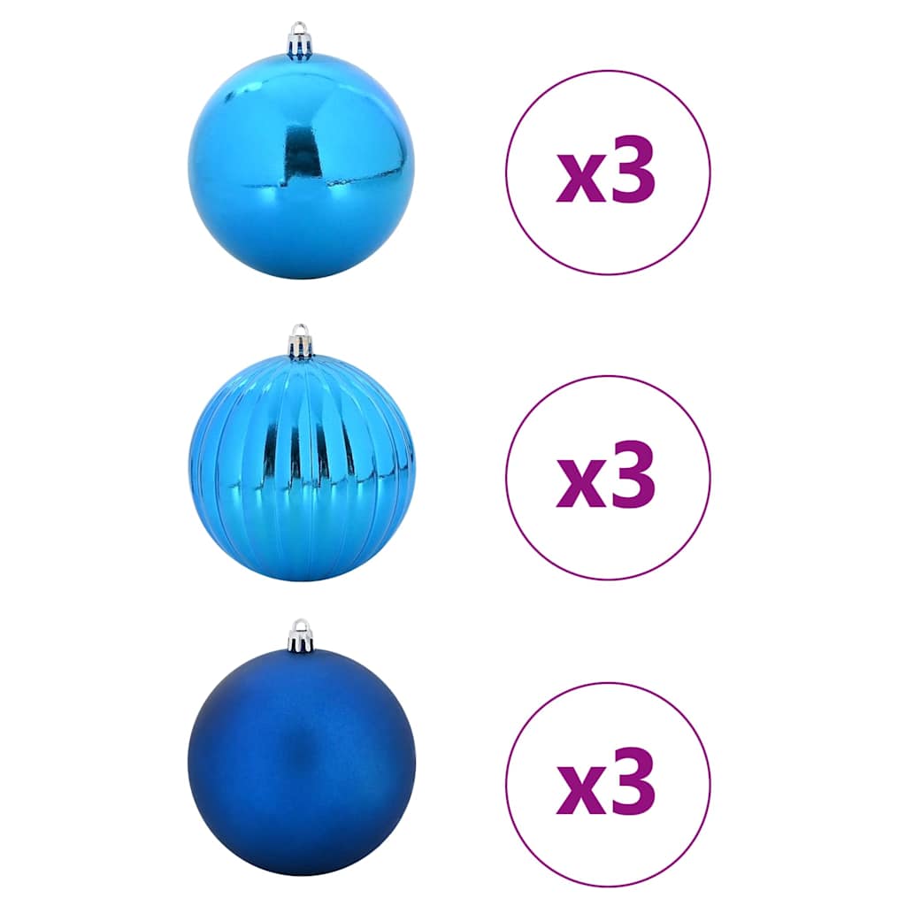 Christmas Bauble Set XL 9 pcs Blue Plastic