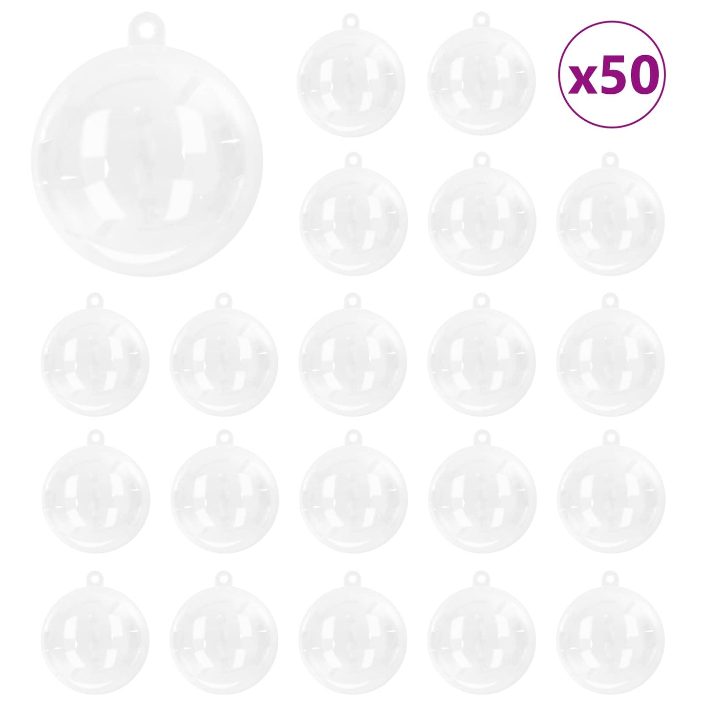 Christmas Bauble Set 50 pcs Transparent Ø 5 cm Plastic