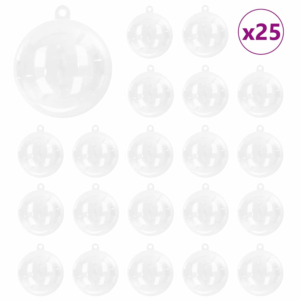 Christmas Bauble Set 25 pcs Transparent Ø 8 cm Plastic