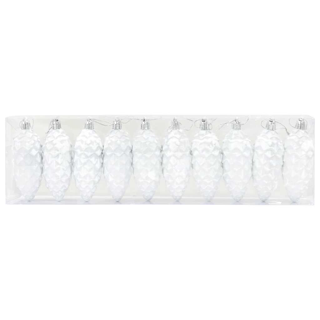 Christmas Pine Cone Ball 40 pcs White Plastic