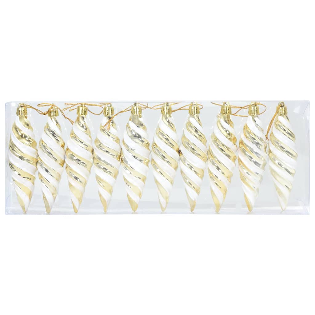 Christmas Spiral Shape Ball 40 pcs Gold Plastic