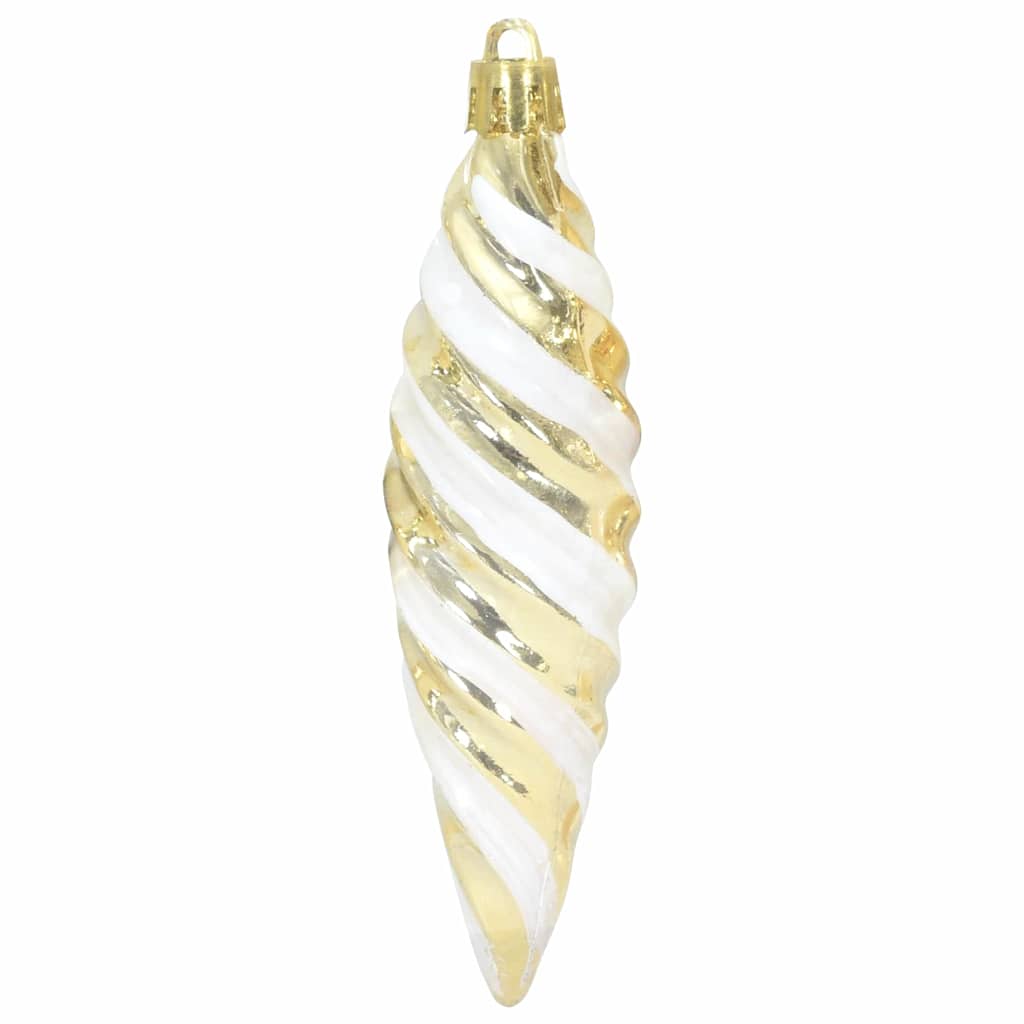 Christmas Spiral Shape Ball 40 pcs Gold Plastic