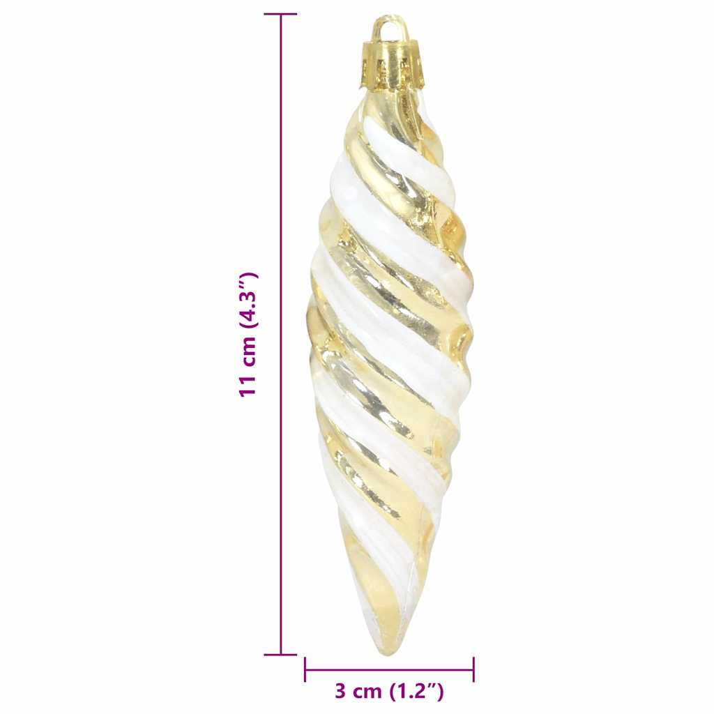 Christmas Spiral Shape Ball 40 pcs Gold Plastic