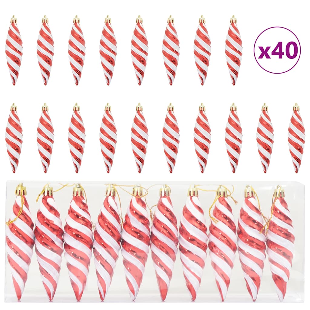 Christmas Spiral Shape Ball 40 pcs Red Plastic