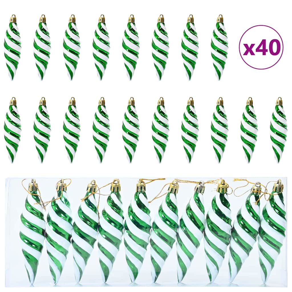 Christmas Spiral Shape Ball 40 pcs Green Plastic