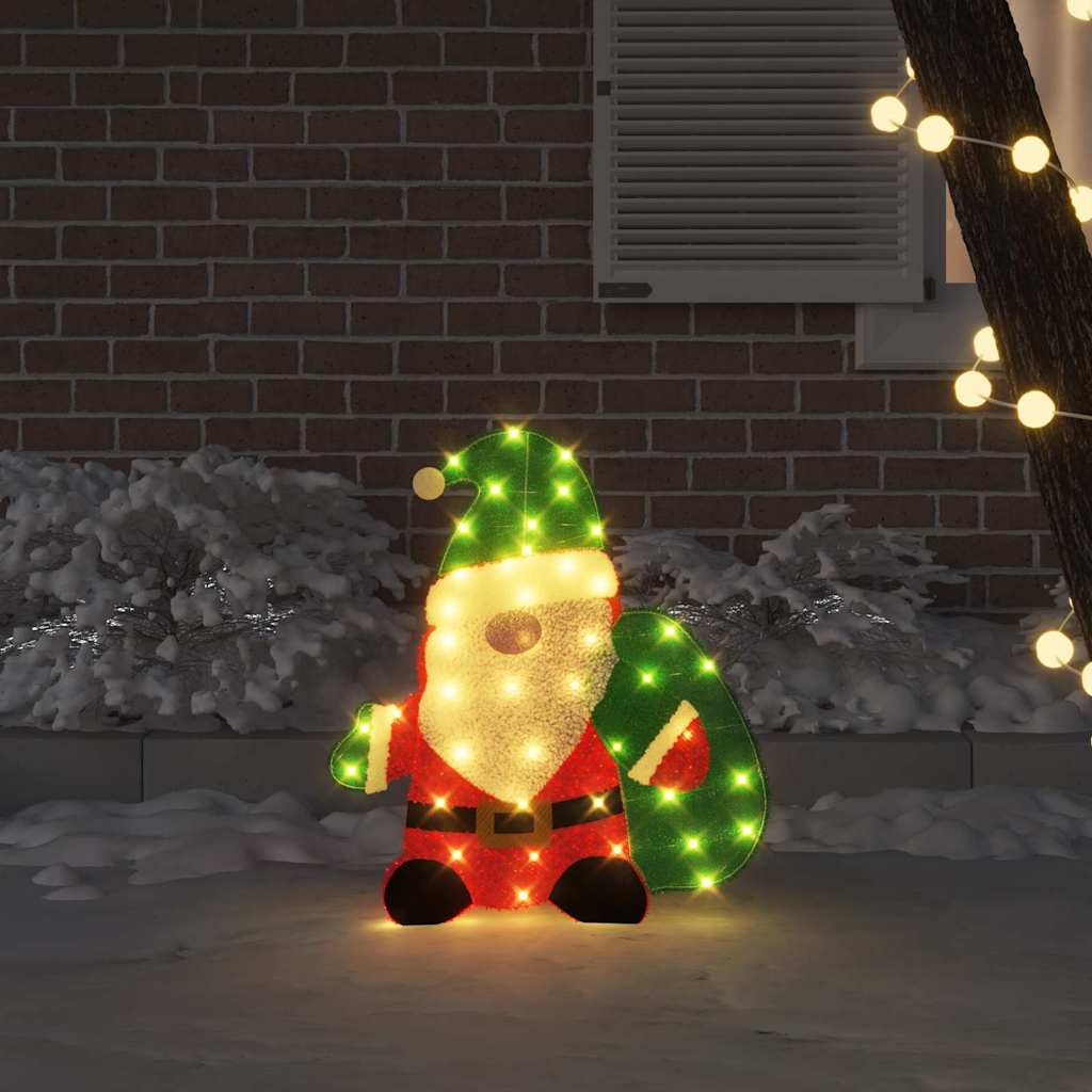 Lighted Santa Claus Warm White 70 x 62 cm Tinsel Fabric