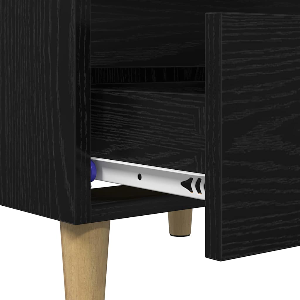 Bed Cabinet Black Oak 40 x 35 x 50 cm Engineered Wood