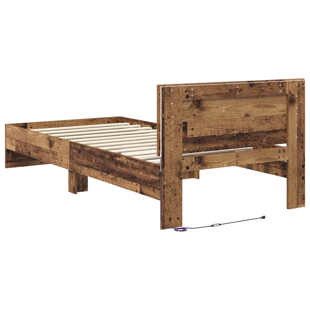 Bed Frame with Headboard Old Wood 100 x 200 cm Engineered Wood