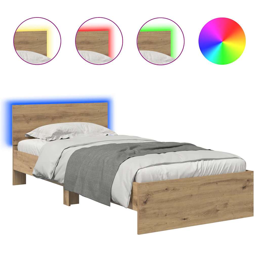 Bed Frame Artisan Oak 100 x 200 cm Engineered Wood