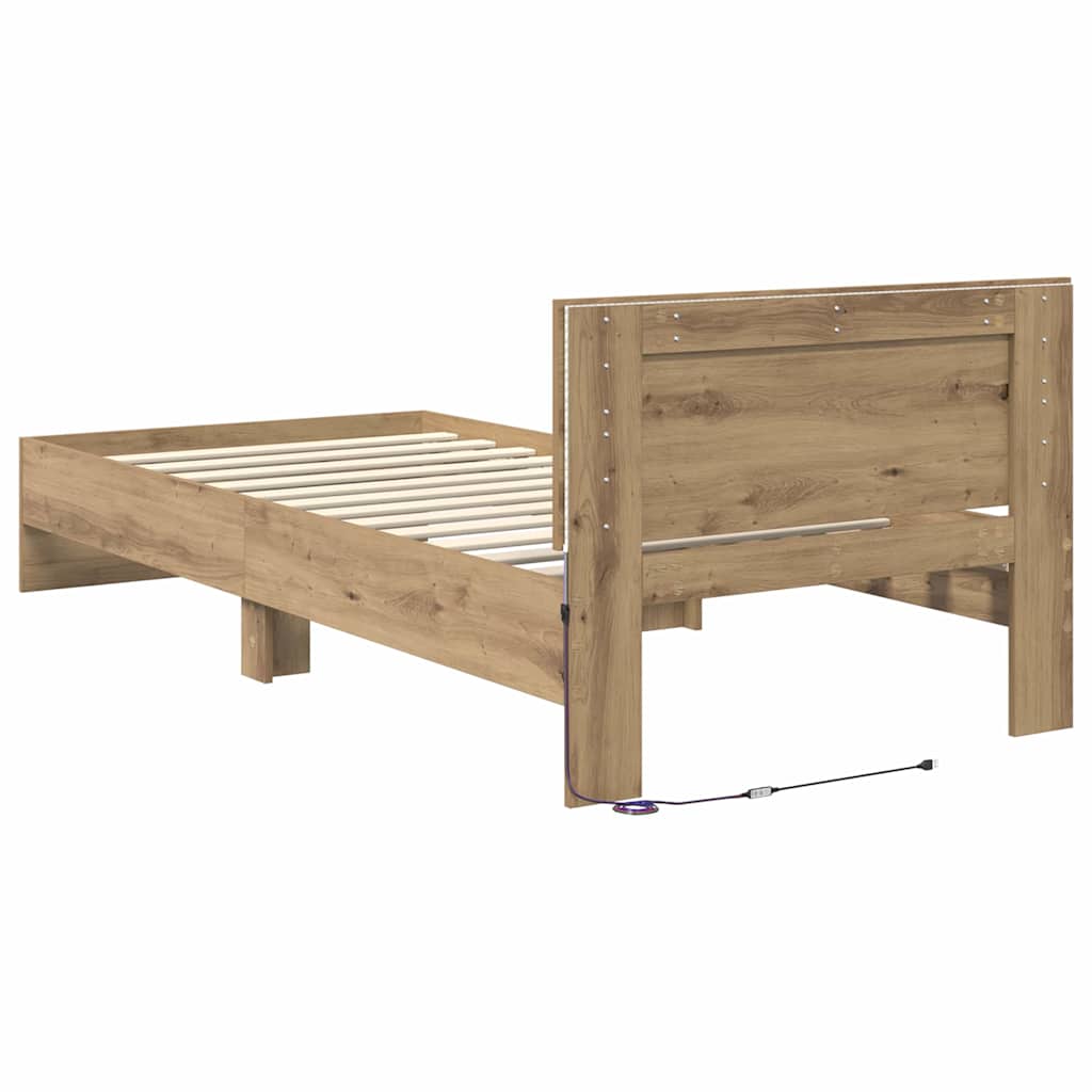 Bed Frame Artisan Oak 100 x 200 cm Engineered Wood