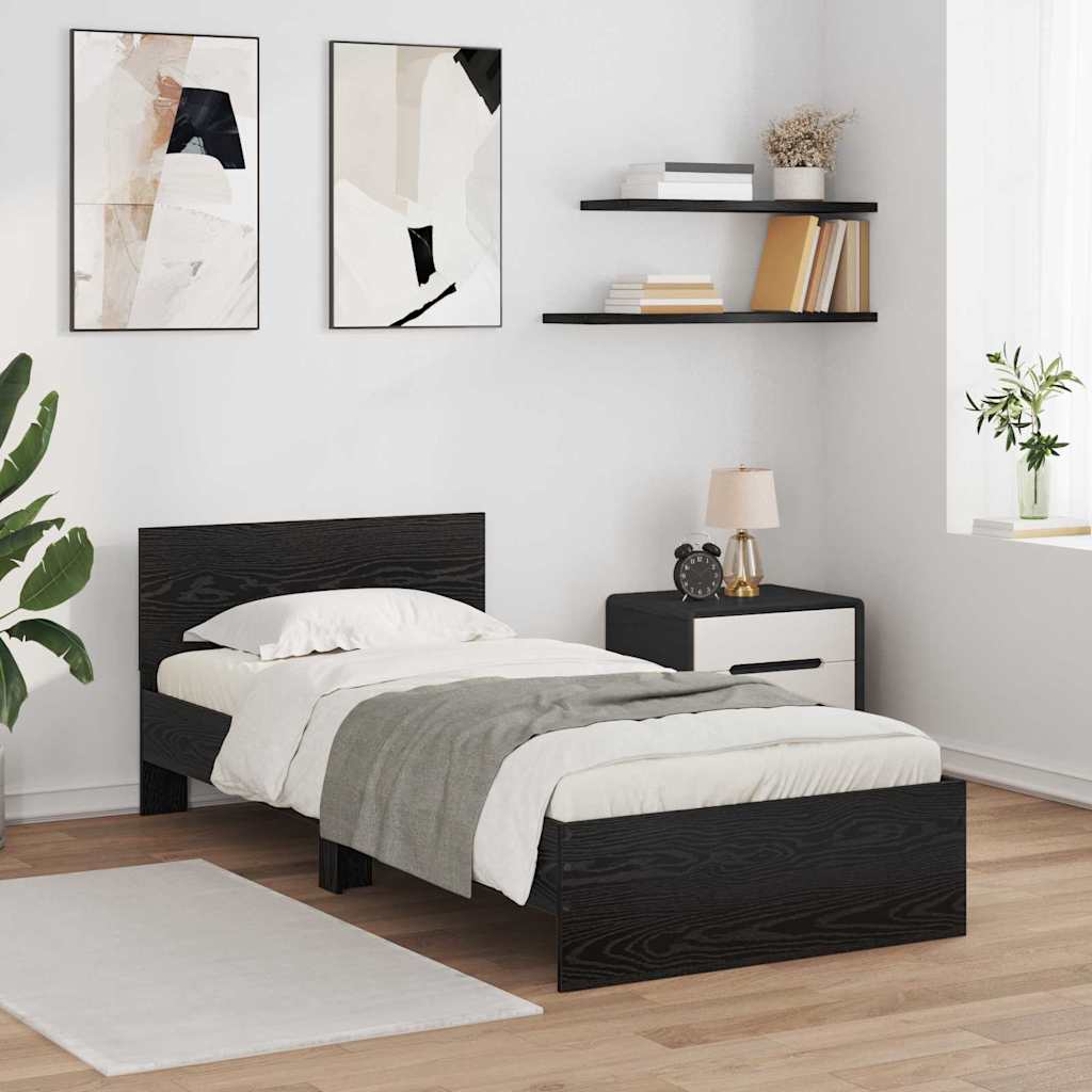 Bed Frame with Headboard Black Oak 100 x 200 cm Engineered Wood