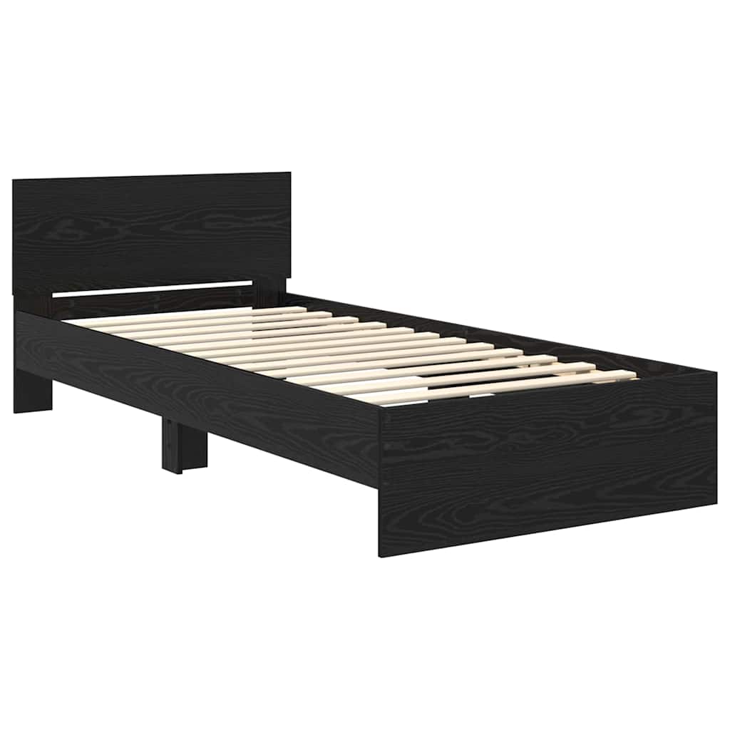 Bed Frame with Headboard Black Oak 100 x 200 cm Engineered Wood