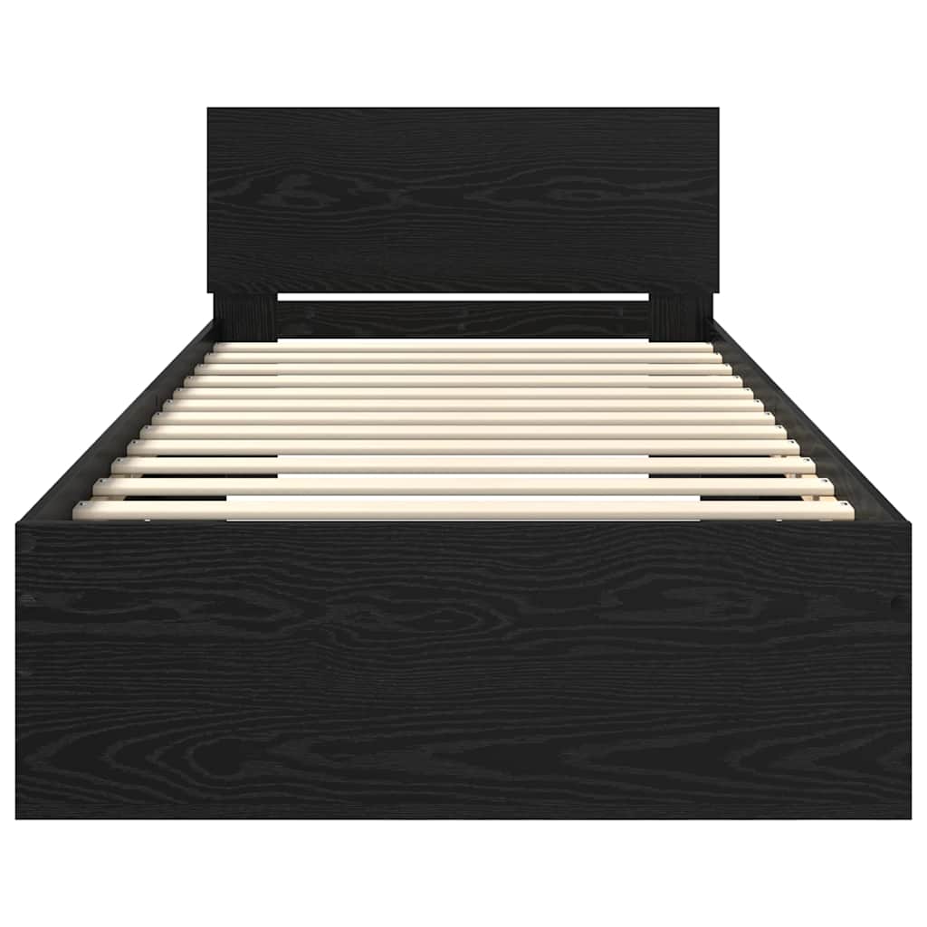 Bed Frame with Headboard Black Oak 100 x 200 cm Engineered Wood