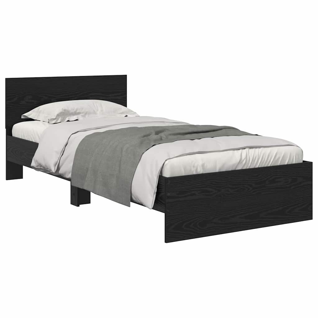 Bed Frame with Headboard Black Oak 100 x 200 cm Engineered Wood