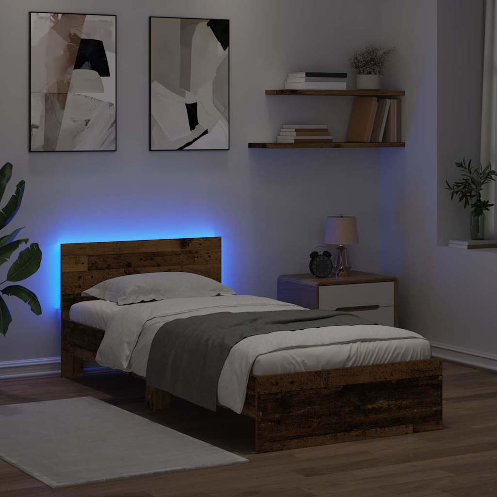 Bed Frame with Headboard Old Wood 90 x 200 cm Engineered Wood