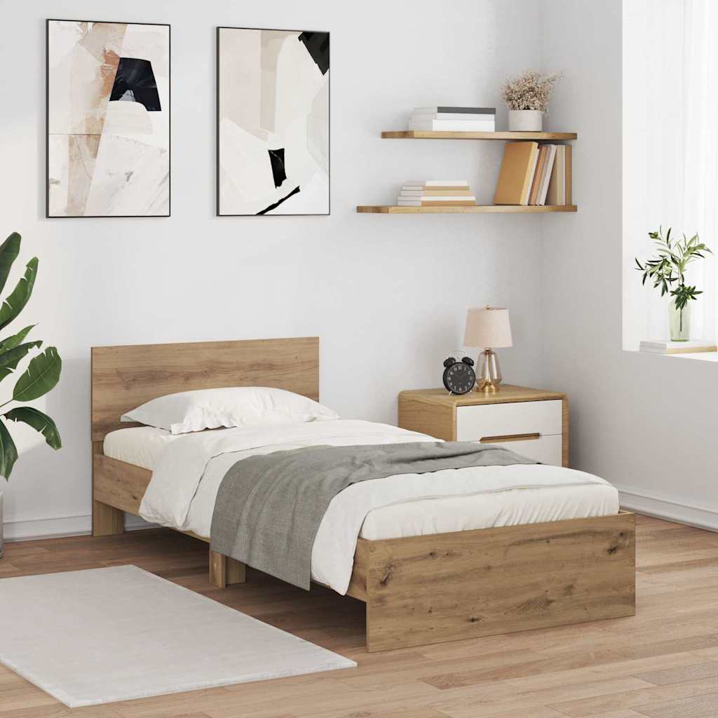 Bed Frame Artisan Oak 90 x 200 cm Engineered Wood