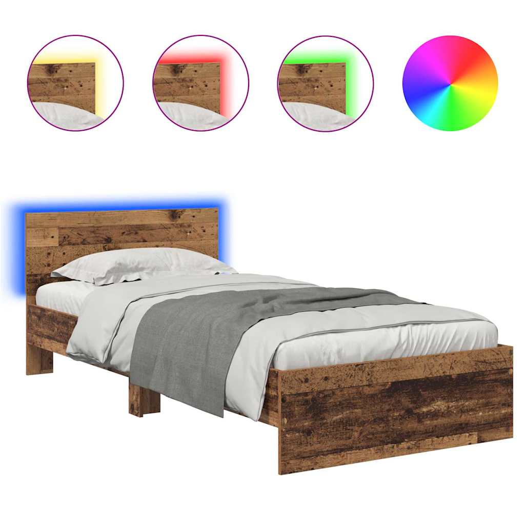 Bed Frame with Headboard Old Wood 90 x 190 cm Engineered Wood